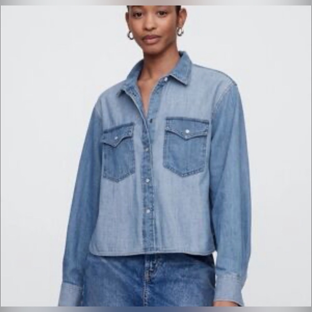 Gap Panel Denim Patchwork Western Rodeo Cropped P… - image 3